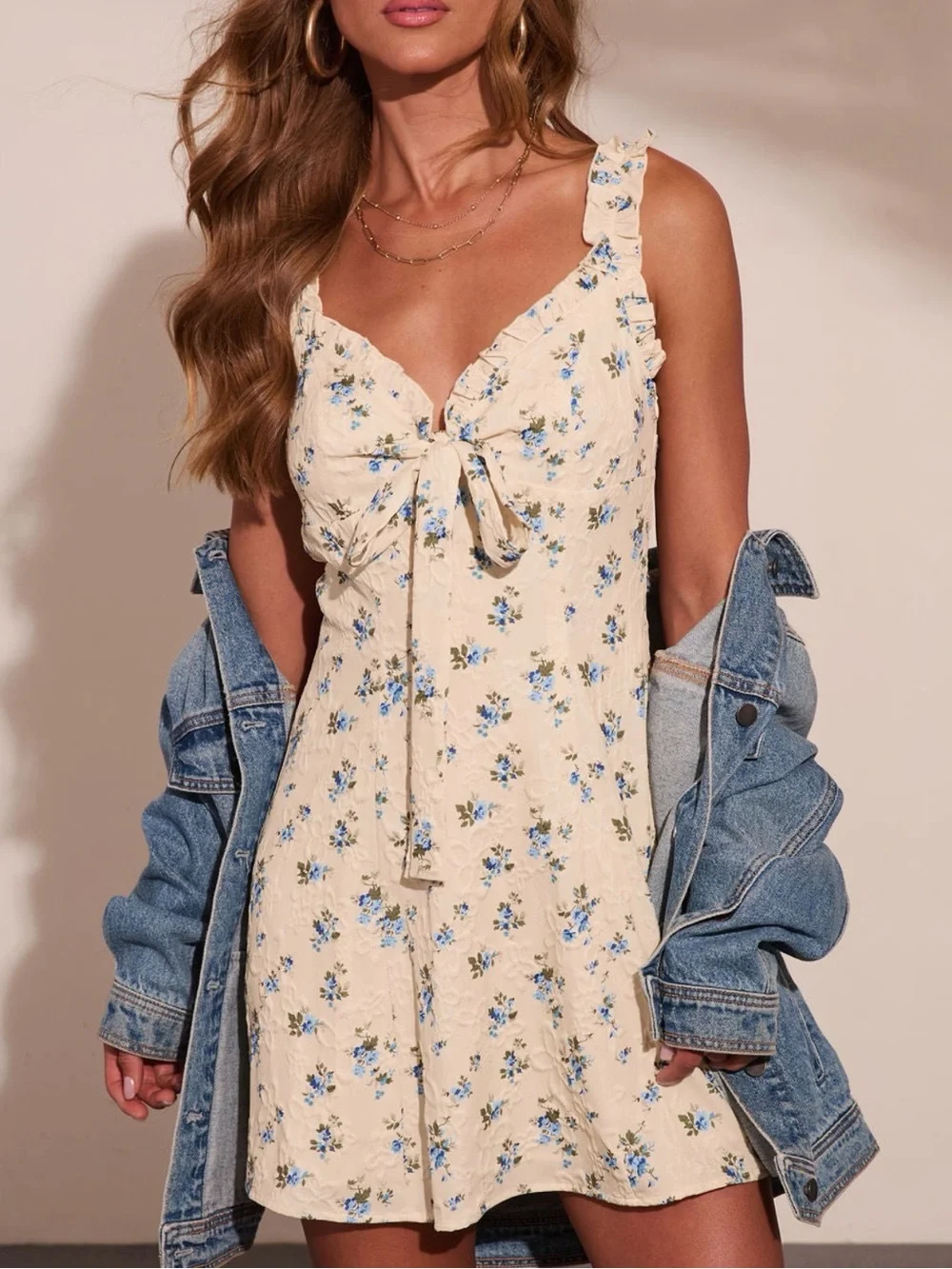 Vici Dream Floral Tie-Front Mini Dress - Picture 5 of 6